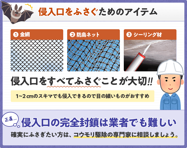 侵入口をふさぐためのアイテム